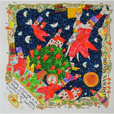 Insieme voleremo come in un dipinto di Chagall... serigrafia di Francesco Musante